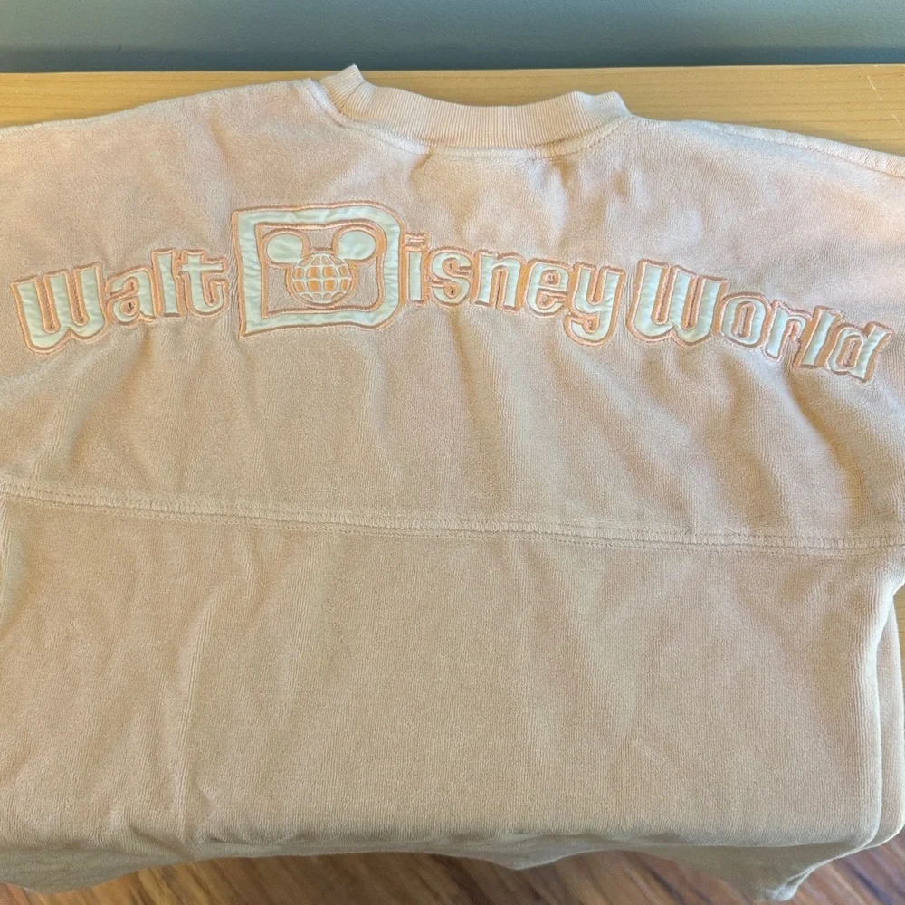 Disneyland Peach Spirit Jersey Girls 7/8 Embroidered Floral Velour Pink 1955 Med